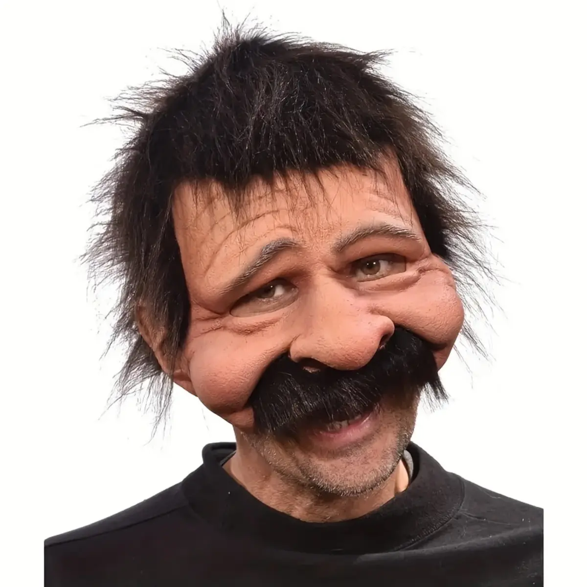 Single Pack Realistic Human Half Face Mask, Cost-Effective Cosplay Headwear with Lifelike Black Hair, Space-Saving Expressive Mask Combo for Halloween Costume Party & Commercial Display Props, Party Face Masks, Hyper Realistic Mask