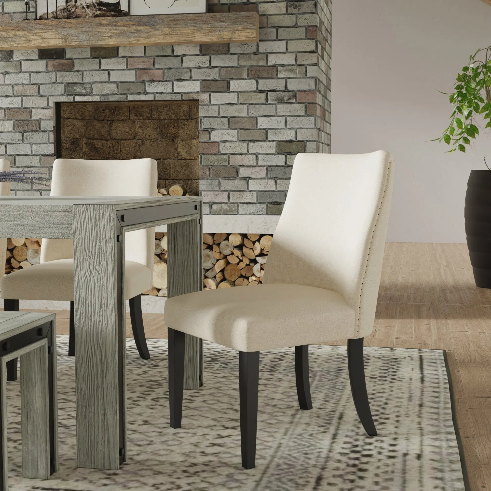 Live Edge Parson Chairs, Cream/Black Live Edge Parson Chairs, Cream/Black