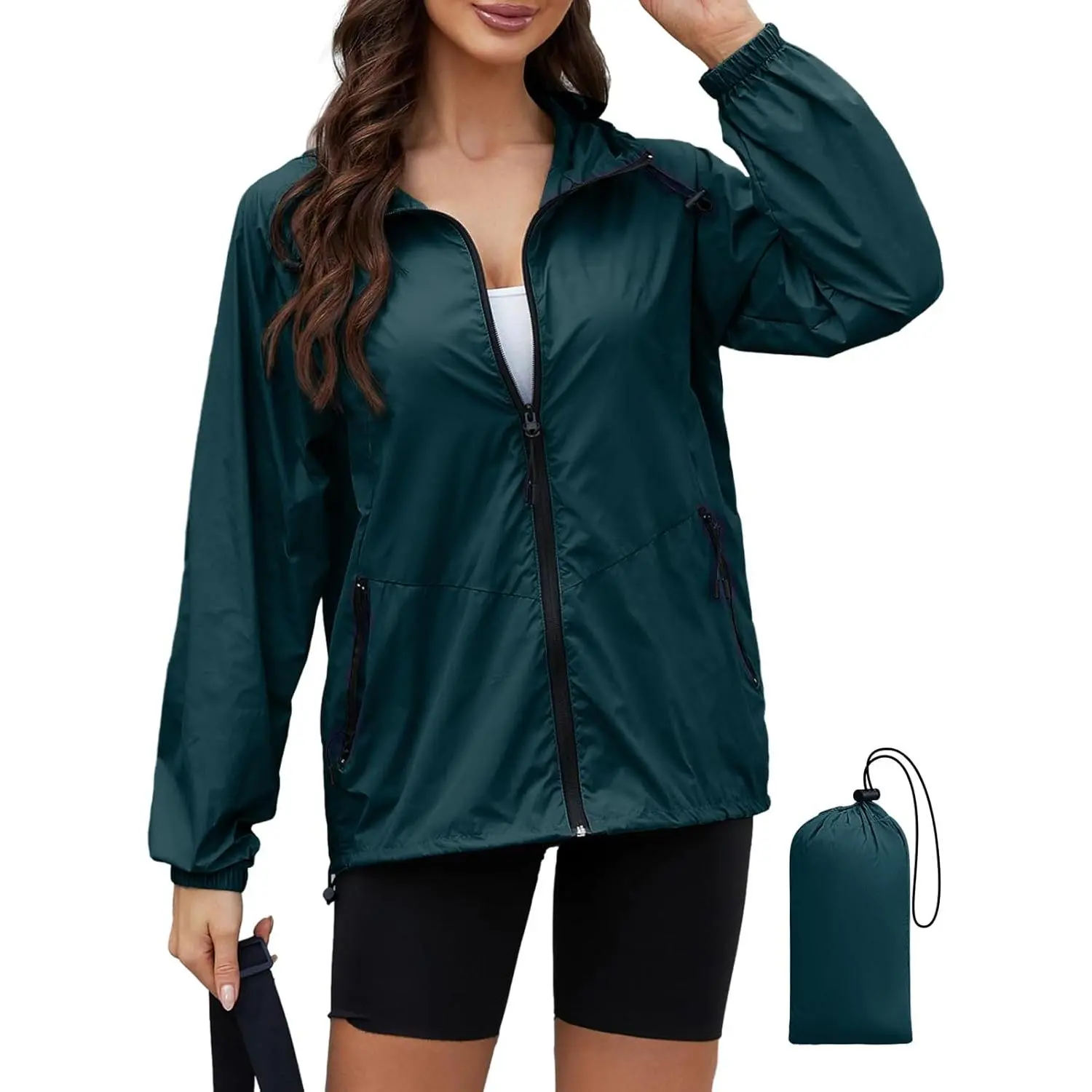 Light Weight Rain Jacket Women Waterproof Windbreaker Travel Rain Coats for Women Packable S-XXL(Gift)