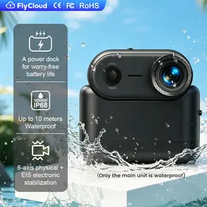 Flycloud Nine Action Camera 4K Magnetic Built-in Memory WiFi Anti-Shake 10m Waterproof with Charging Case Magnetic Clip Necklace Extension Bracket Multi-Angle POV Shooting for Cycling Fishing Outdoor Sports Vlog Pet family View