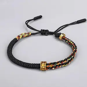 Handmade Bracelet Tibetan Buddhist Six-character Mantra Beads Braided Cotton Lucky Rope Bracelets For Women Men Amulet Jewellry
