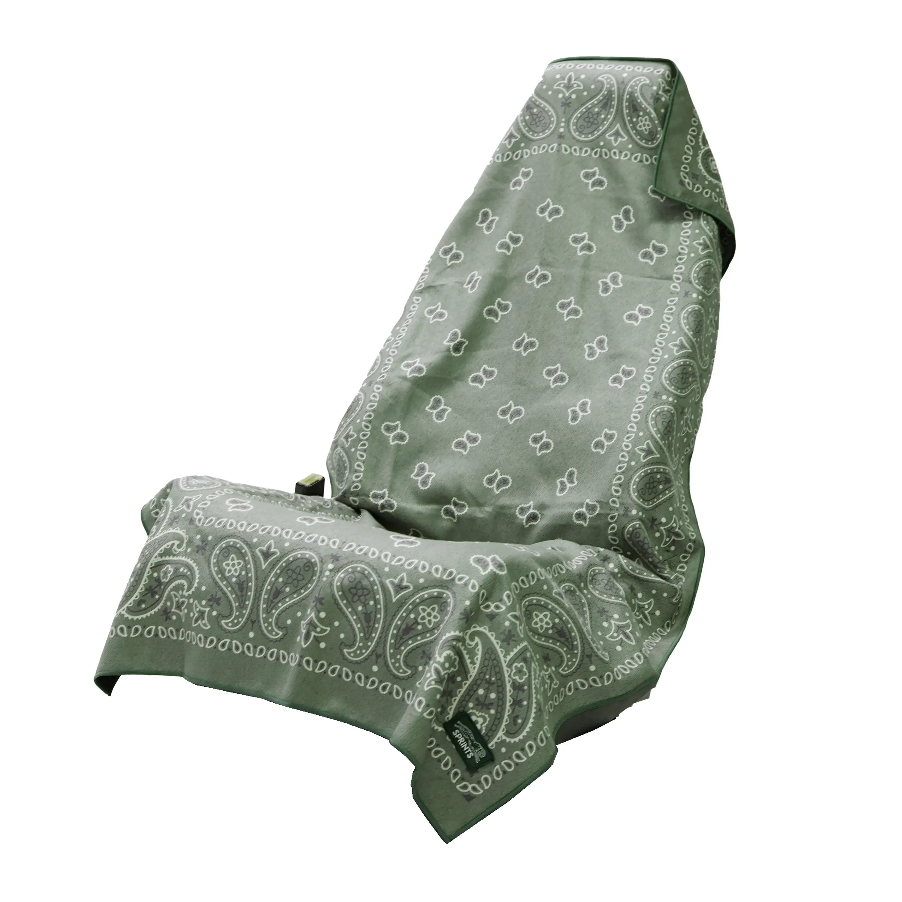 Quick-Drying Green Sprints Paisley Probs Sports Towel - Full-Sized Car Seat Cover with Snaps, Multi-Use Sports & Outdoor Accessory