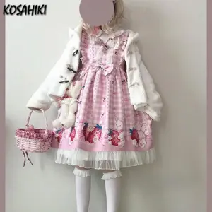 KOSAHIKI Japanese Lolita Dress Girls Strawberry Bunny Jsk Dresses Women Harajuku Sleeveless Cute  2026 Cosplay Vestido