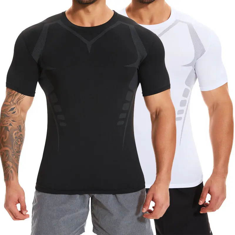 Men‘s Sport Vest,Men Geometric Print Compression Shirt Tank Tops,Men Short Sleeve Sport Shirts,Breathable Sweat Absorbing Compression Vest,Compression Shapewear for GYM Workout Running  Menwear for Daily Life