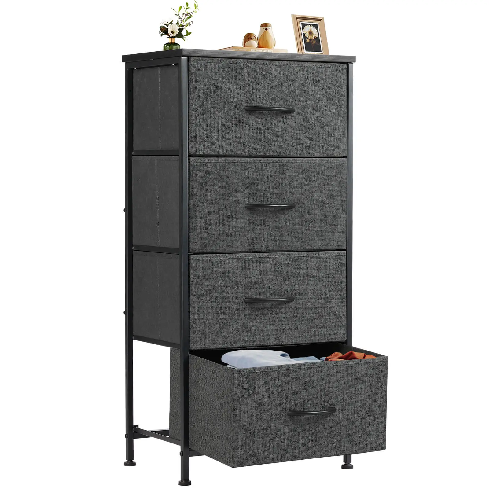 PINGO 4 Drawers Dresser Chest of Drawers, Large & Various Storage Cabinet with Metal Frame and Wood Top, Large & Various Storage, 4 Colors