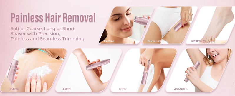 Akunbem Bikini Trimmer for Women, Electric Shaver and Razor Rechargeable 2-in-1 Body and Facial Epilator, Dual Heads for Painless Trimming of Pubic Hair, Face, Underarms and Legs, IPX7 Waterproof. Christmas Gift New Year Gift Shaving Grooming Akunbem Bikini Trimmer for Women, Electric Shaver and Razor Rechargeable 2-in-1 Body and Facial Epilator, Dual Heads for Painless Trimming of Pubic Hair, Face, Underarms and Legs, IPX7 Waterproof. Christmas Gift New Year Gift Shaving Grooming