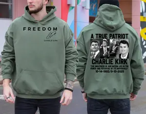 Unisex 2-Sided Faith-Based Graphic Hoodie - 100% Cotton Fabric, Casual Long-Sleeves Clothes, Prayers Up For Charlie Kirk, Made in USA, Pullover Shirt
