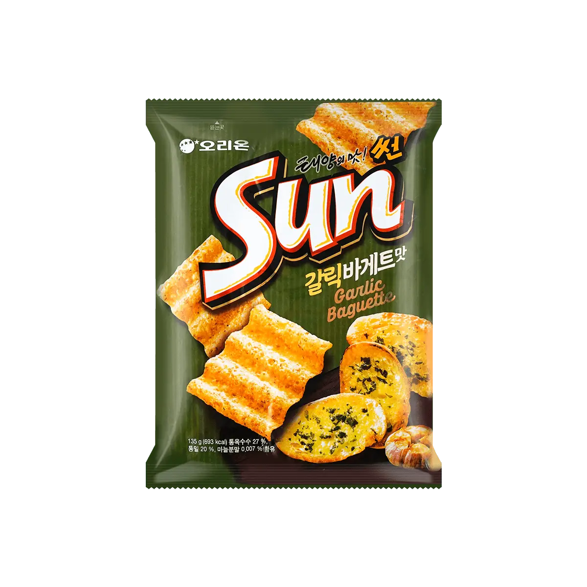 ORION Korean Sun Corn Chips Garlic Flavor 4.76 oz - Crunchy Wave Snacks