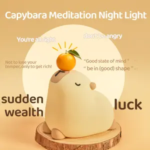 Capybara Silicone Night Light, 3-Level Dimmable Tap Control Lamp, Soft Glow Bedside Light, 4-8H Long-Lasting Ambient Light, USB Rechargeable Night Lamp for Bedroom, Living Room - Perfect as Birthday Gifts, Wedding & Graduation Presents & Christmas Gifts