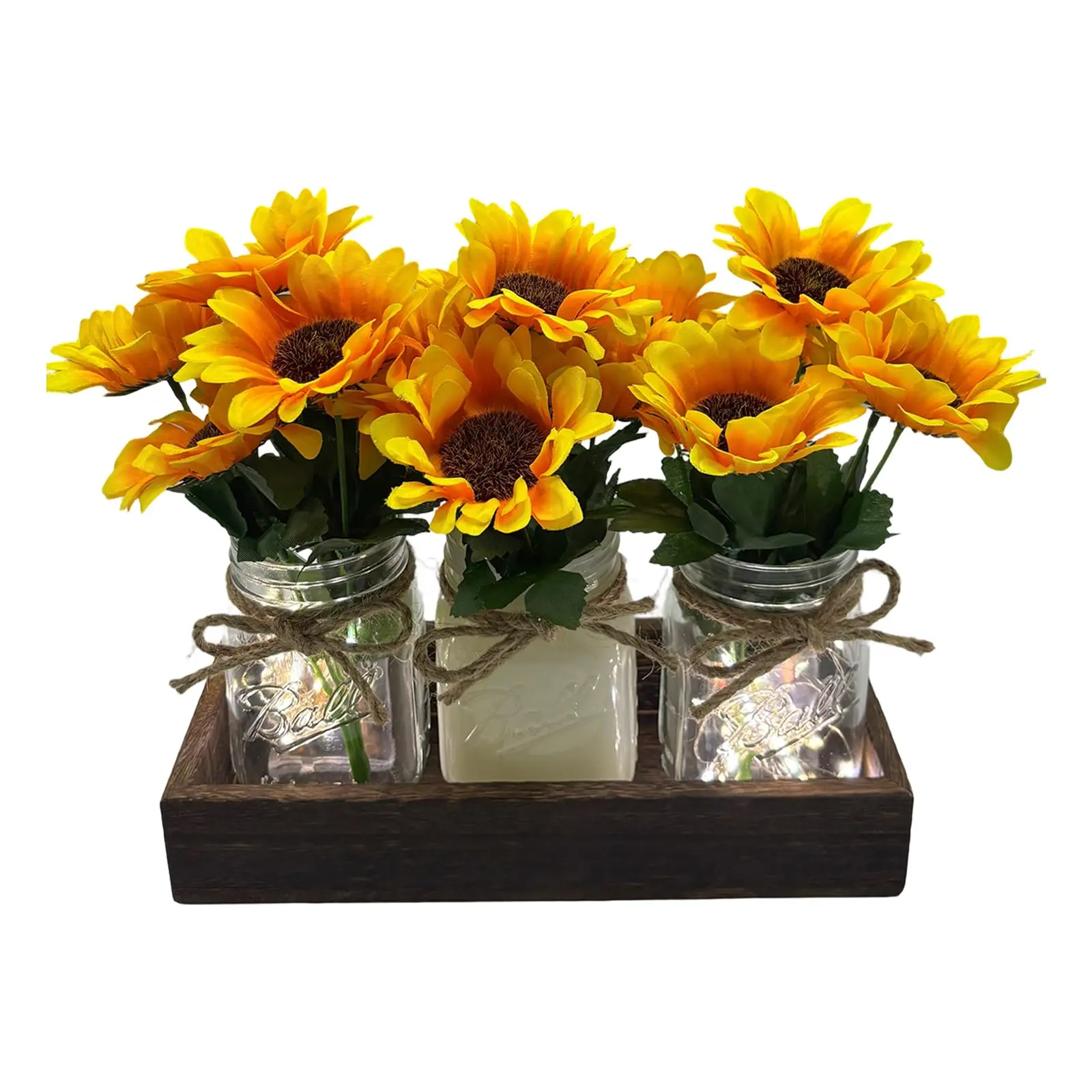 Rustic Mason Jar Vase with Artificial Golden Blossom Arrangement – Glass and Silk Flowers, Decorative Jar for Home, Table, or Kitchen Decor