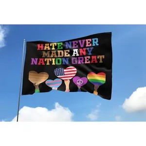 Hate Will Not Make Any Nation Great House Flag Democracy Flag Hate Won't Make America Great Flag Political Election 2024 House Unvq28