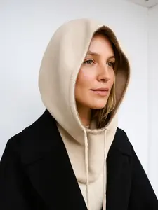 Unisex Reversible Balaclava Hat Fall & Winter Warm Solid Color Drawstring Knit Cap Outdoor Travel Neck Gaiter Ear Protection