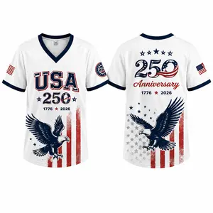 USA 250 Anniversary V Neck Jersey Shirt for Men Women, American Flag Eagle Short Sleeve Top, 4th of July Independence Day Patriotic Outfit, 5 Colors, S-5XL, clothes, outfits, men's wear, men fashion, summer men clothes, fashion men clothes
