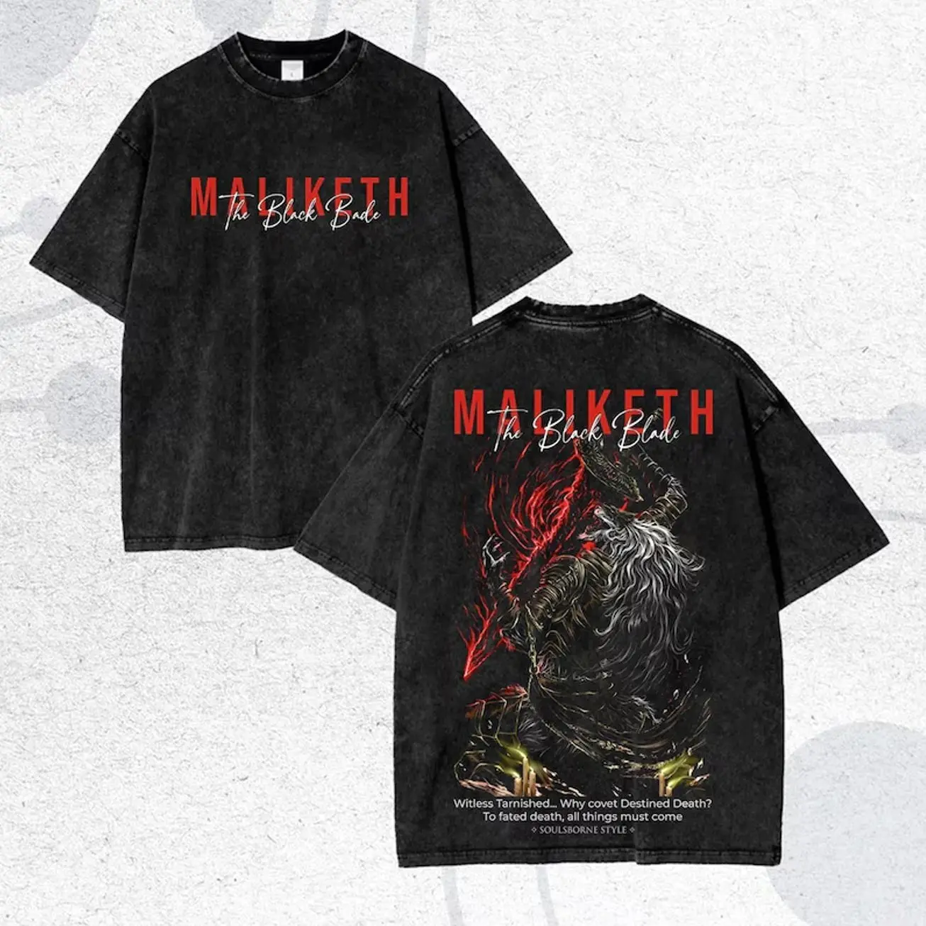 Vintage Wash Elden Ring Shirt, Maliketh The Black Blade Graphic Tee, Dark Fantasy Gamer Gift, cK19BhHd ZE
