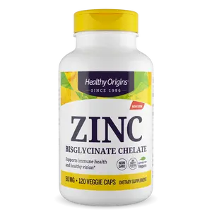 Healthy Origins - Zinc Bisglycinate Chelate Dietary Supplement Supports Immune Health 50mg / 120 Veggie Capsules