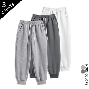 3-Pack Loose Jogger Men’s Sweatpants — Skin-Friendly Casual Long Pants for Students, Stock Up for Switching Styles, Basic Colors: Black/Gray fathersdaygift