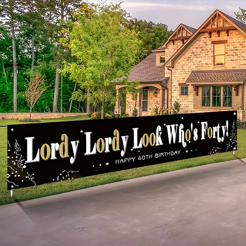 Happy Birthday Banner 40th Anniversary Decoration, & Glitter Design, Perfect for Outdoor Garden Fence Balcony Party