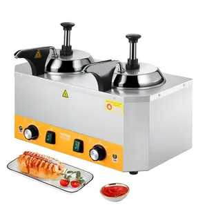 fathersdaygift  VEVOR Electric Cheese Dispenser with Pumps, 2.4x2 L Commercial Hot Fudge Warmer, Stainless Steel Heated Double Pumps Dispenser, 86-230 Temp Adjustable Nacho Cheese Warmer for Fudge Cheese Caramel