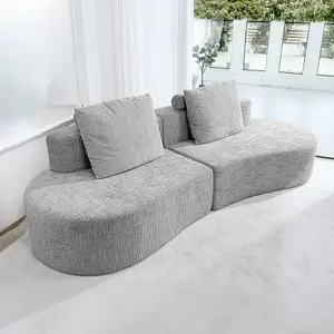 【30.3“ Extra Deep Seat】98" Boneless Curved Sofa with Half Moon Design, Sofa Bed with 2 Throw Pillows & 4 Seaters for Living Room, Office & Apartment, Small Apartment Sofa, No Assembly Required,  living room furniture