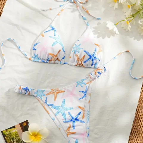 Blue Striped Bikini Swimsuit Set, Fashionable Sexy Swimwear, Perfect for Summer Beach Vacation, Casual Daily Wear and Pool Party, Bikini Sets