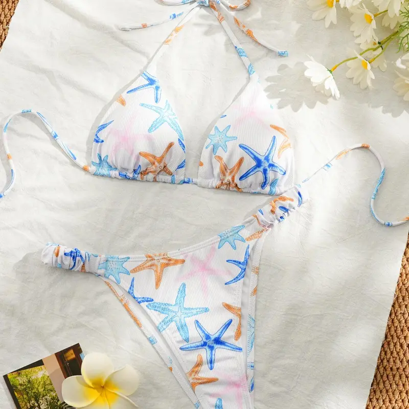 Blue Striped Bikini Swimsuit Set, Fashionable Sexy Swimwear, Perfect for Summer Beach Vacation, Casual Daily Wear and Pool Party, Bikini Sets