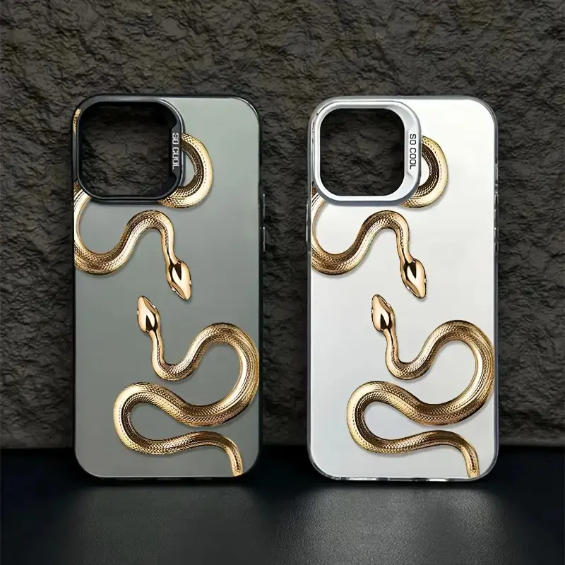 IMD Laser Protective Smartphone Cover - Golden Python Pattern, Stylish Casing for Men, Compatible with iPhone 16 Pro Max/15/14 PLUS/13/12/11, Premium Mobile Phone Accessories
