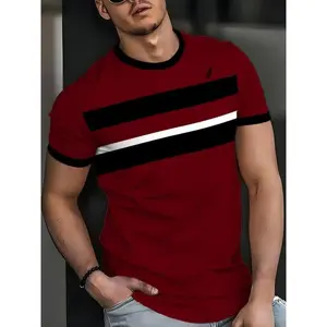 Men's Elegant Striped T-Shirt, Short Sleeve Round Neck Top, Casual Fashion Tee for Daily Wear & Outdoor Activities
