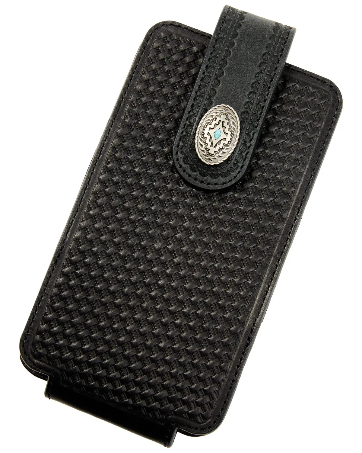 Cody James Men's Men'S Dwight Basketweave Tooled Cellphone Case - Cjasp25wt1-Blk