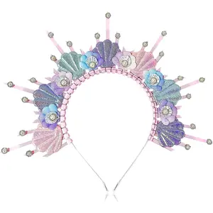 Mermaid Headband Seashell Halo Crown Headpiece Siren Costume Women Halloween Cosplay Renaissance