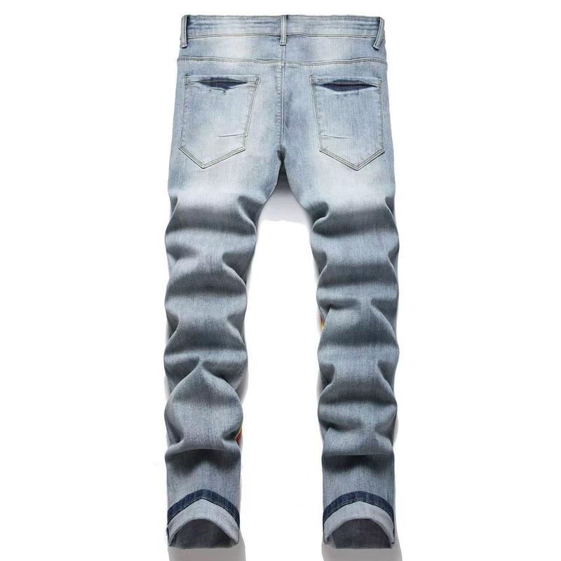 Men's Graffiti Print Denim Jeans, Regular Fit Fashion Casual Comfy Straight Leg Jeans for Daily Wear, Men's Bottoms for All Seasons, Graphic Pants