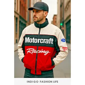 Vtg 80s Ford Racing Bomber Jacket M Embroidered Full Zip Motorcraft Windbreaker