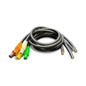 HUBBELL 400A Camlock Generator Cable 277/480V Wye 480V Delta Pigtails 1 Set Type W 4/0 UL Listed Portable Power Cable