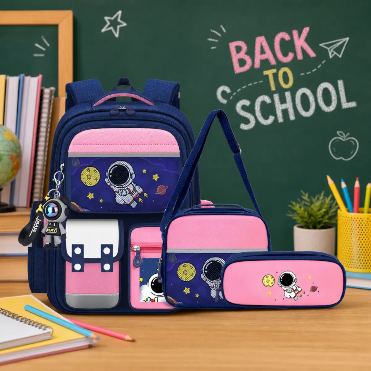 Astronaut Themed School Backpack Set, Kids Astronaut Backpack, Space School Backpack for Boys, Large Capacity Elementary Bookbag, Cute Galaxy Backpack for Preschool & Kindergarten, Backpack for girls
