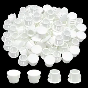 3/8 In/10 mm 60PCS White Plastic Hole Plugs Flush Type Snap in Locking Screw Hole Cover End Caps for Steel Furniture Cabinet Fencing Post Pipe