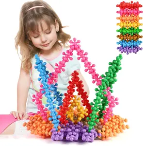 200 count Building Blocks Kids STEM Toys Educational Discs Sets Interlocking Solid Plastic for Preschool Boys and Girls Aged 3+, Safe Material Creativity