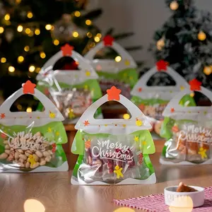 25 handheld Christmas tree gift bags, vertical candy and cookie gift boxes, suitable for gift-giving during Christmas, wedding parties, gatherings, shopping, and home decoration, and can be reused, Gift Packaging