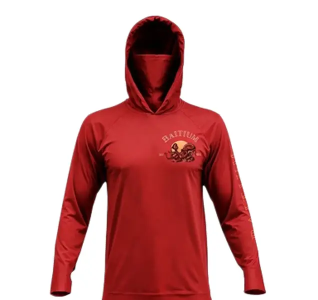 Men's UPF 50+ Quick-Drying Breathable Long-Sleeved Fishing Hoodie with Face Mask, Fish-Printed Male Angler Life Professional Outdoor Sun & UV Protection Shirt men