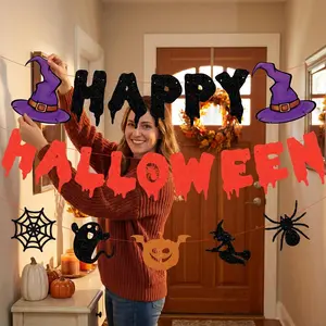 3pcs Halloween Banner Set, Blood Drip Letter Design, Spooky Party Decorations, Easy Hang, Perfect for Halloween Parties