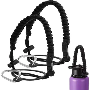 Water Bottle Handle Strap Paracord Handle Strap Cord with Carabiner Fits Wide Mouth Bottles 12oz to 64oz