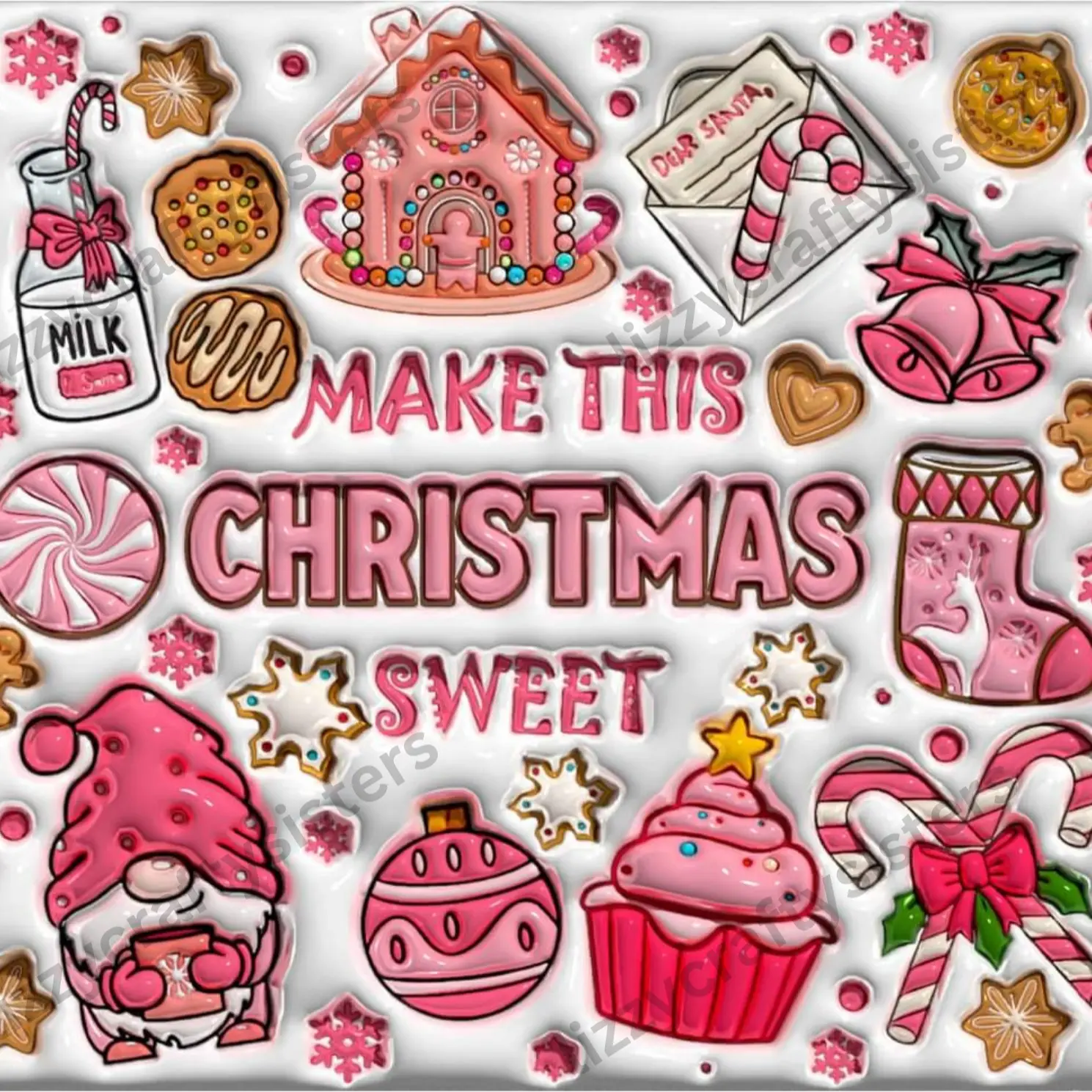 3D Christmas sweet Sublimation tumbler Print