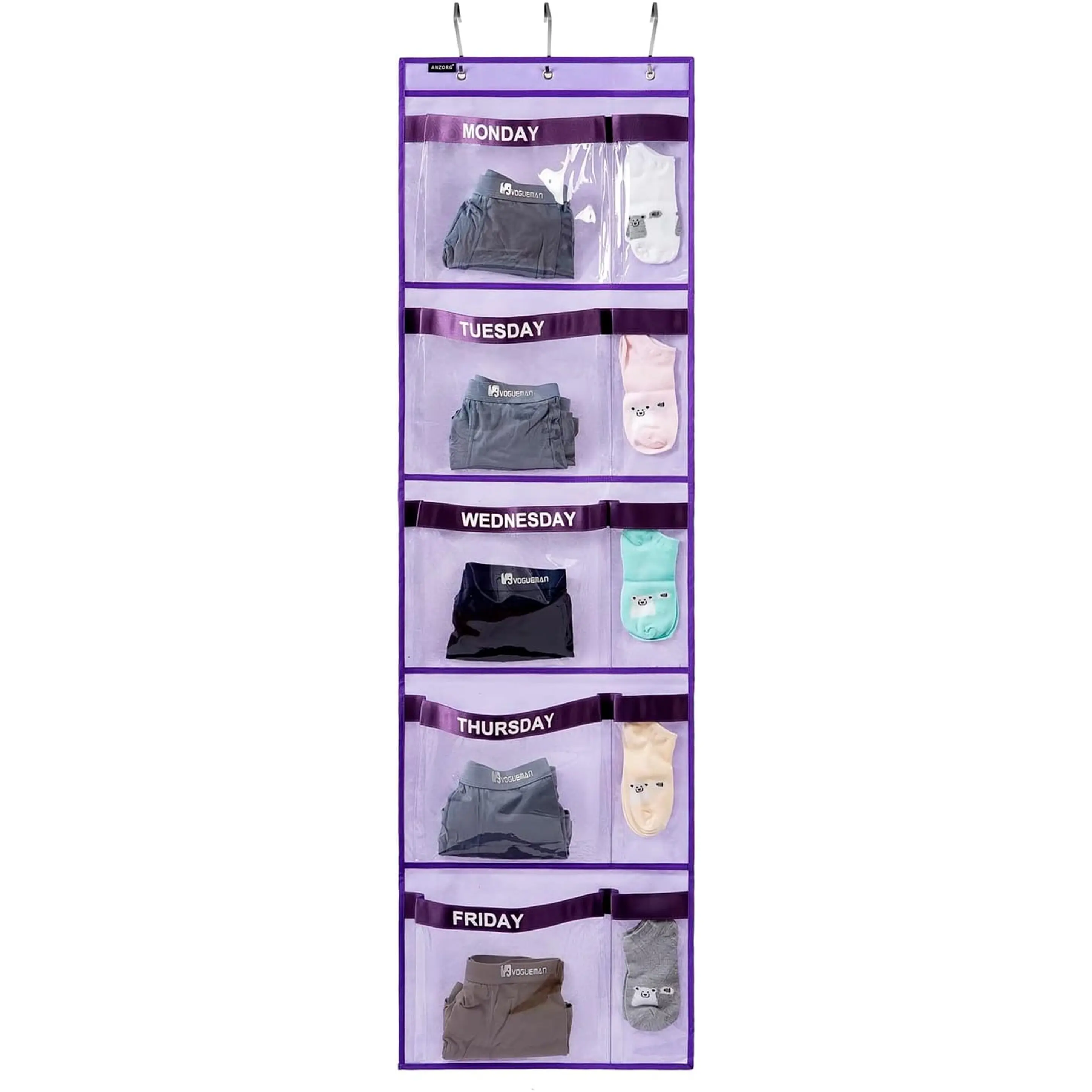 No-Stress Morning Outfit Organizer for Kids | 5-Day Weekly Hanging Closet Storage | Back to School Kids Clothes Organizer ANZORG