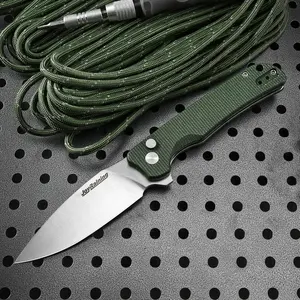 #Summervibes JoyRaining-Green Fang EDC Pocket Knife – Micarta Handle, Spear Point Blade, Button Lock,For gift#FallFreshness SpringStatements outdoorfun