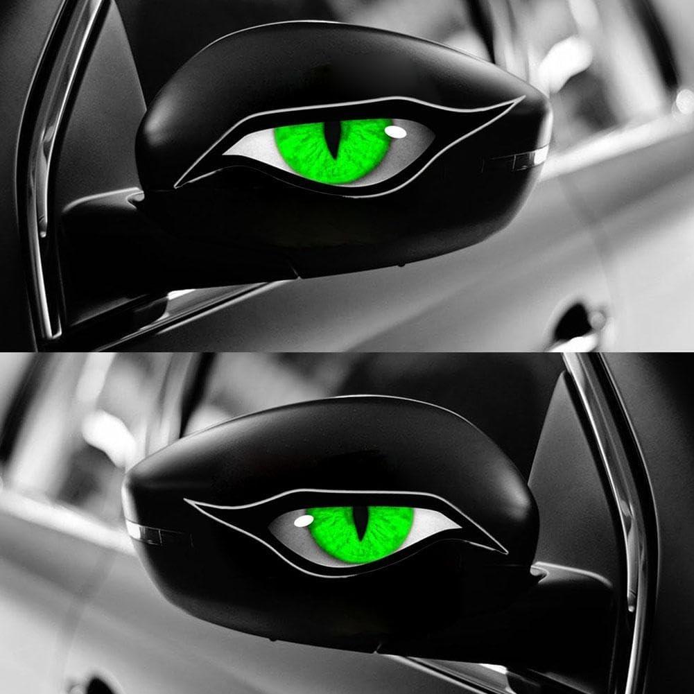 3D Simulation Cat Eye Sticker, Devil's Eye Rearview Mirror Decal, Simulation Personalized Creative Scratch Cover Car Sticker
