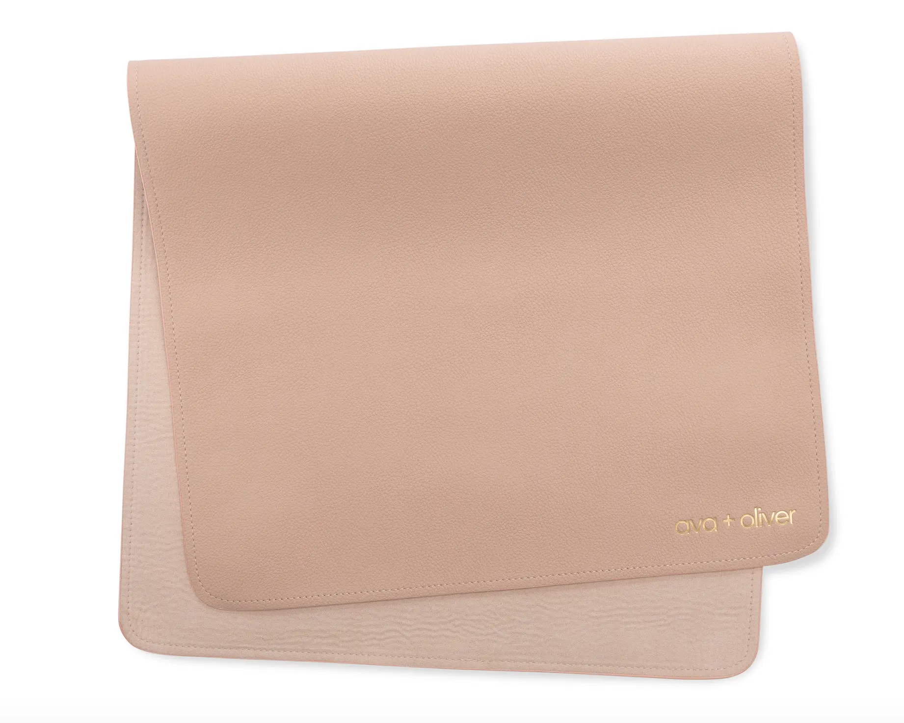 Portable Vegan Leather Baby Changing Mat, Wipe-Clean Foldable Travel Changing Pad by Ava & Oliver | Pink Sand