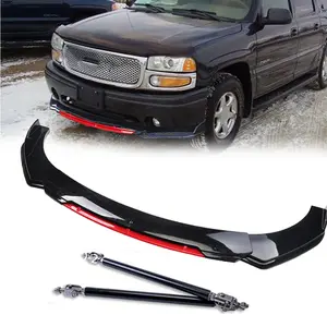 Front Bumper Lip Spoiler Body Kit Red +Strut Rods For GMC Sierra 1500