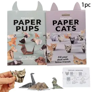 DIY paper folding Paper Cats/Dogs Kit Eco-Friendly Crafting for Emotional Wellness and Personalized Gift for Cat Lovers and Creative folding Paper Crafting Experience ，Fun Des Decoration(Cat&Dog)