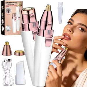 Eyebrow Razor,Facial Hair Removal for Women, (USB Rechargeable), 2 in 1 Eyebrow Trimmer and 100% Painless Hair Remover with Light for Nose, Lips, Face, Body