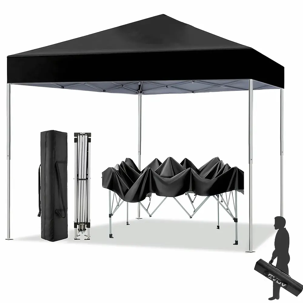 GVDV 10ft X 10ft Easy Pop Up Outdoor Canopy Tent, Straight Legs Instant Canopy for Outside with Carrying Bag