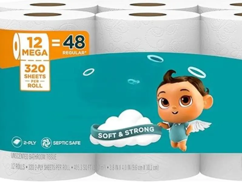 Toilet Paper, 12 Mega Rolls = 48 Regular Rolls, Soft and Strong Toilet Tissue