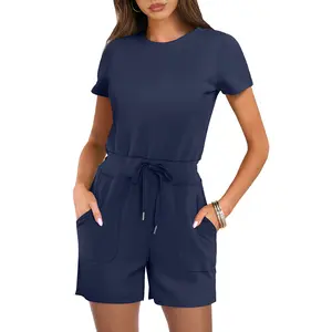 ANRABESS Women's Summer Casual Loose Short Sleeve One Piece Rompers Jumpsuit Outfits with Pockets Overalls Jumpsuitwomen